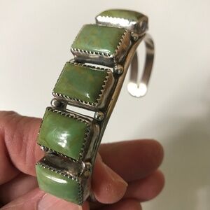 Jade sterling silver cuff bracelet